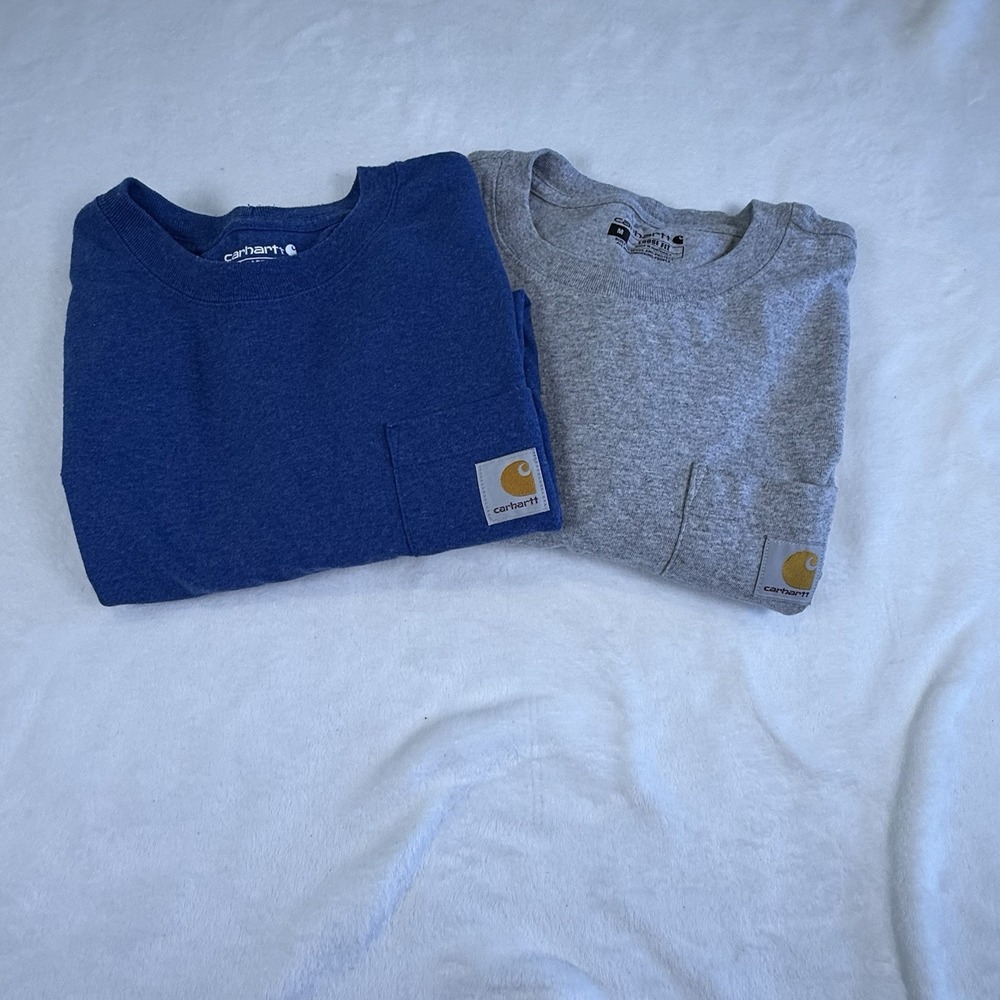 Carhartt K87 Mens Medium Loose Fit Pocket T Shirt Lot of 2 Blue Gray Workwear